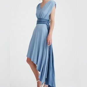 Paisie Pina Asymmetric Draped Grecian Dress M 8